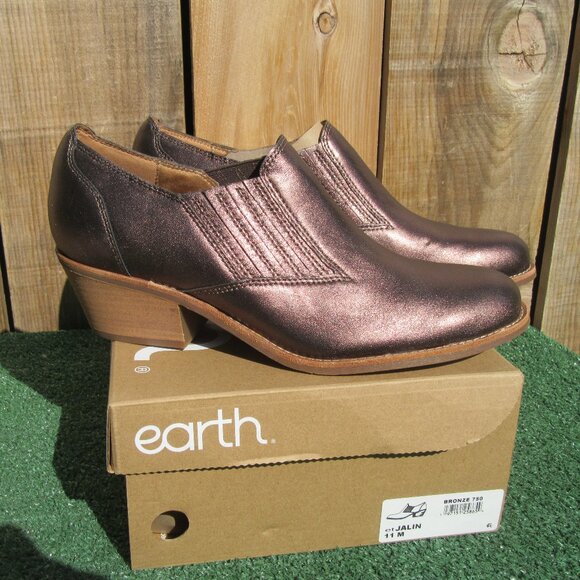 Brand New Earth Women's Jalin Bronze Shimmer Ankle Boot Booties Size 11 - Picture 1 of 9